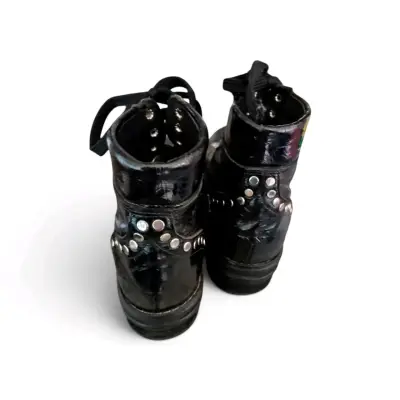 Botines de cuero negro con tachuelas - miniatura 3