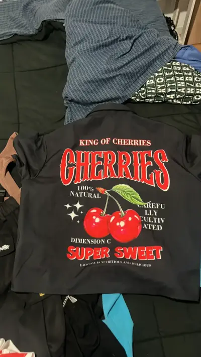 Camisa Negra King of Cherries Estilo Casual - miniatura 2
