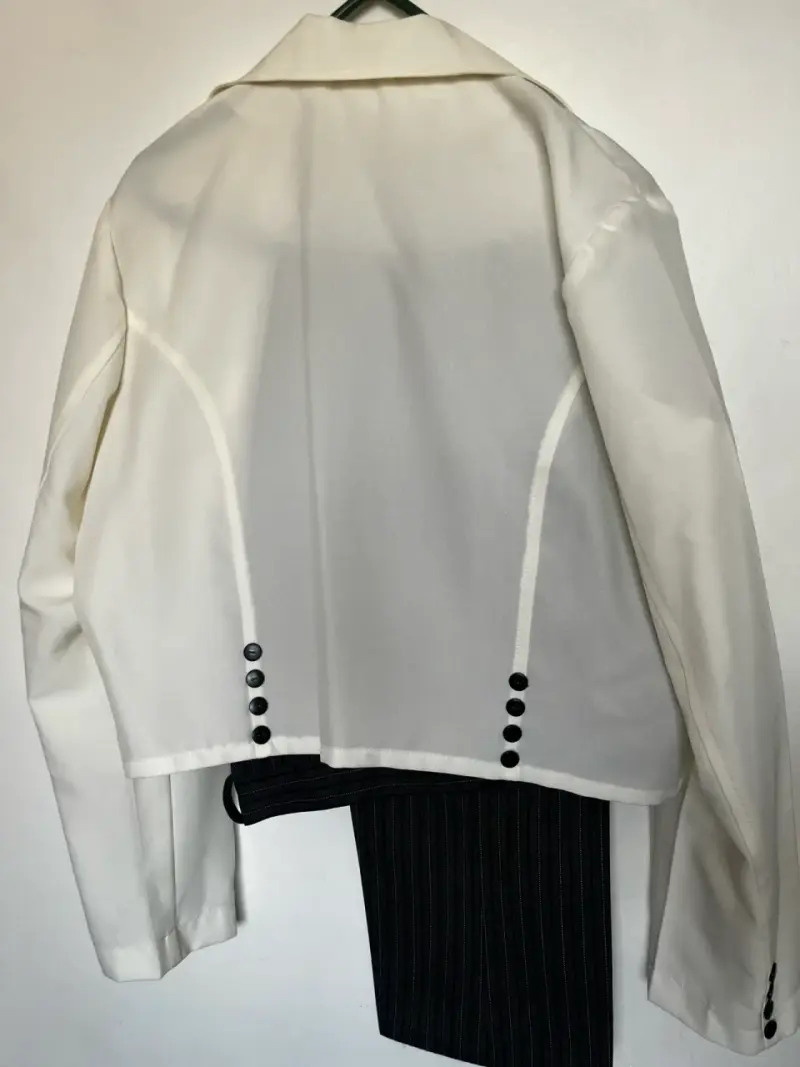Traje huaso  chaqueta y pantalón blanco y negro - 2