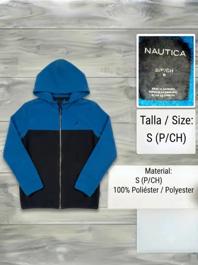 Polerón con capucha Nautica azul y negro talla S - miniatura 1