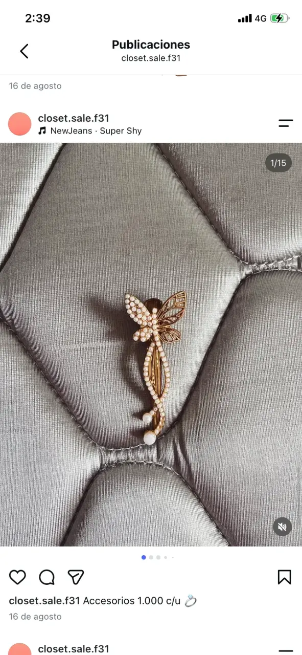Broche de mariposa con perlas