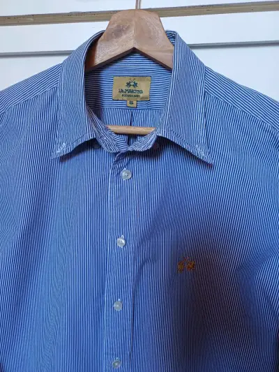Camisa a rayas azul La Martina para hombre - miniatura 1