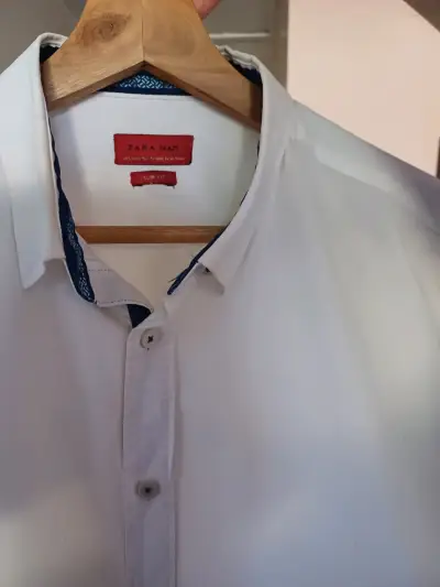 Camisa Blanca Hombre Zara Slim Fit - miniatura 1