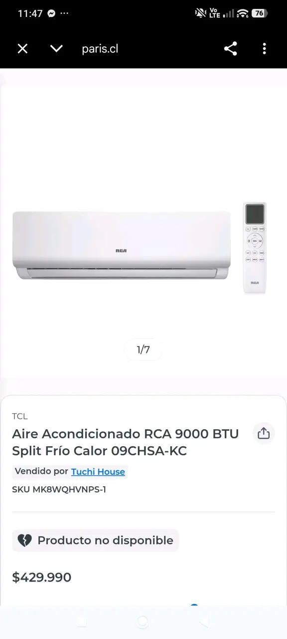 Aire acondicionado split RCA con unidad exterior - 5