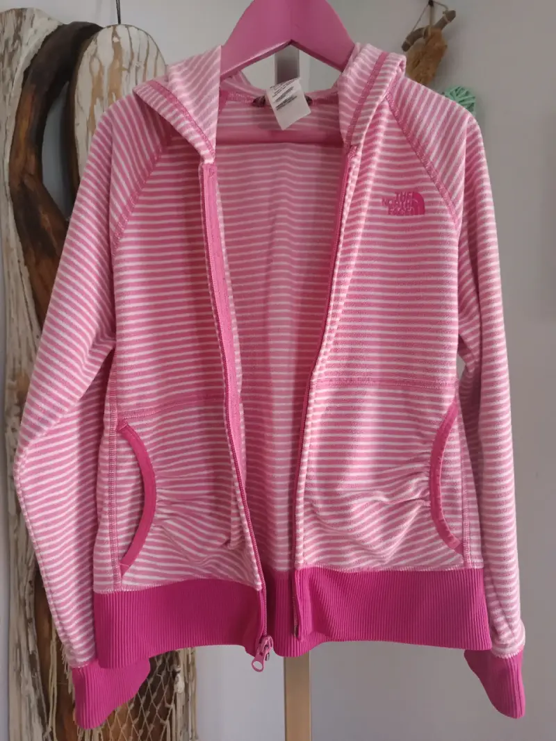 Polerón con capucha The North Face rayado rosa - 1