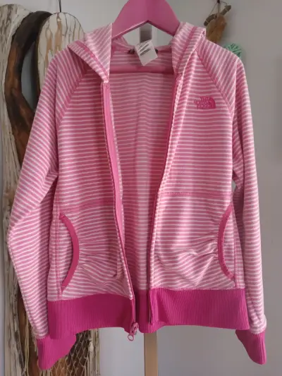 Polerón con capucha The North Face rayado rosa - miniatura 1