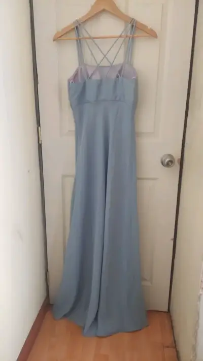 Vestido largo azul lavanda con tirantes cruz - miniatura 2