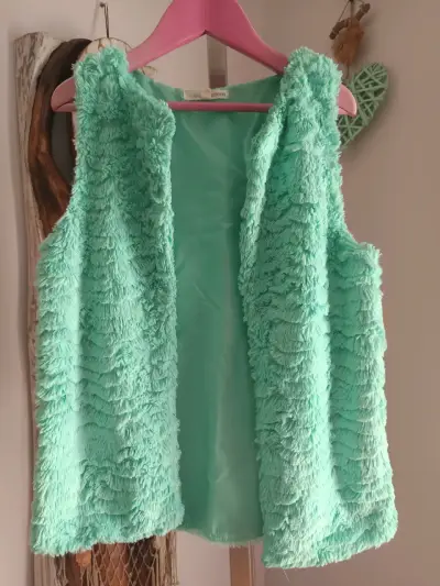 Chaleco de peluche verde menta para mujer - miniatura 1
