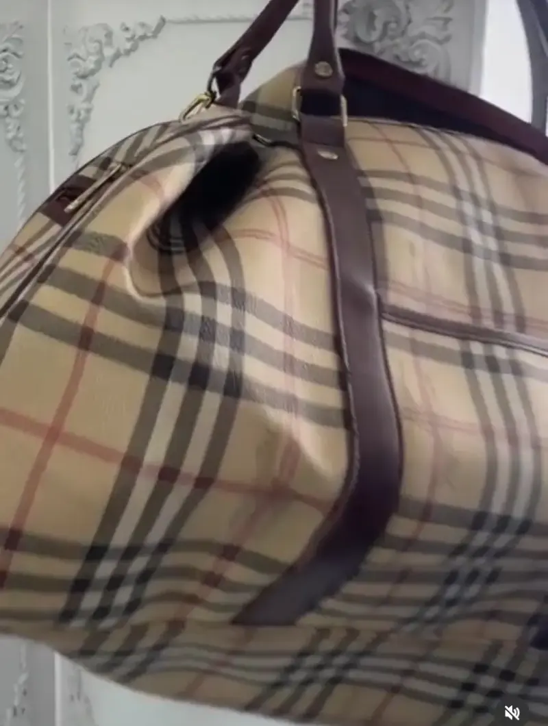 Bolso de viaje grande con diseño de cuadros - 4