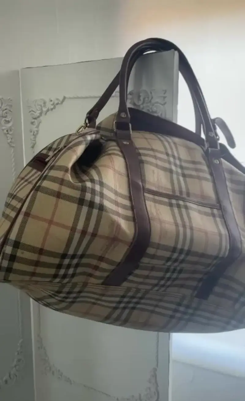Bolso de viaje grande con diseño de cuadros - 5