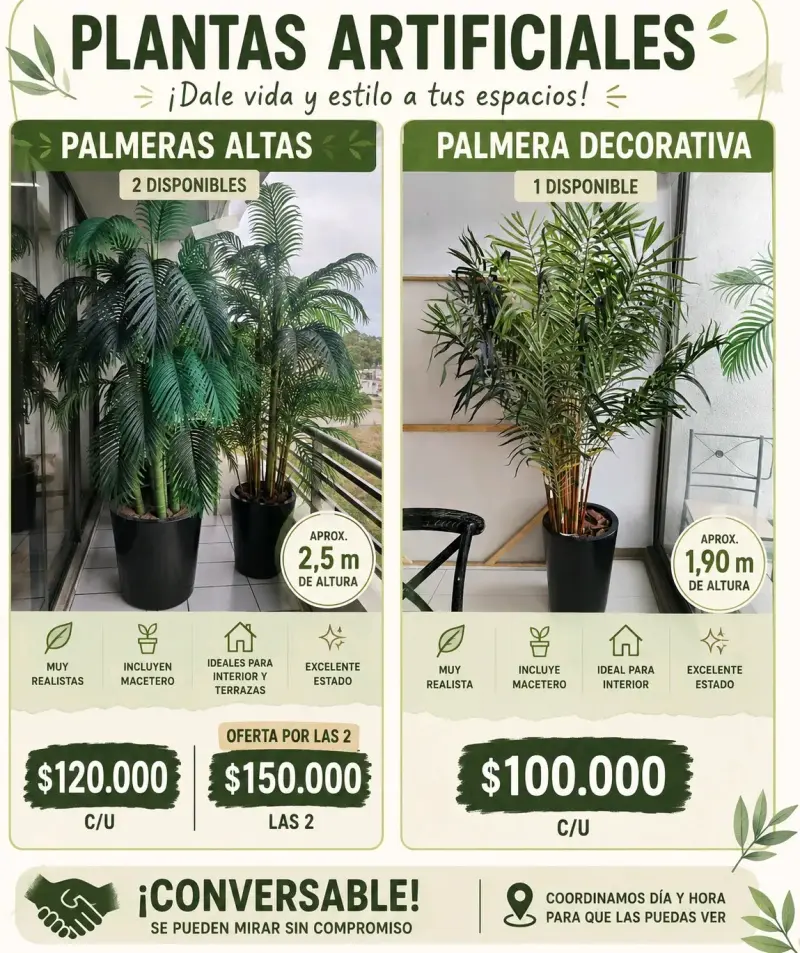 Palmera artificial decorativa con macetero - 1