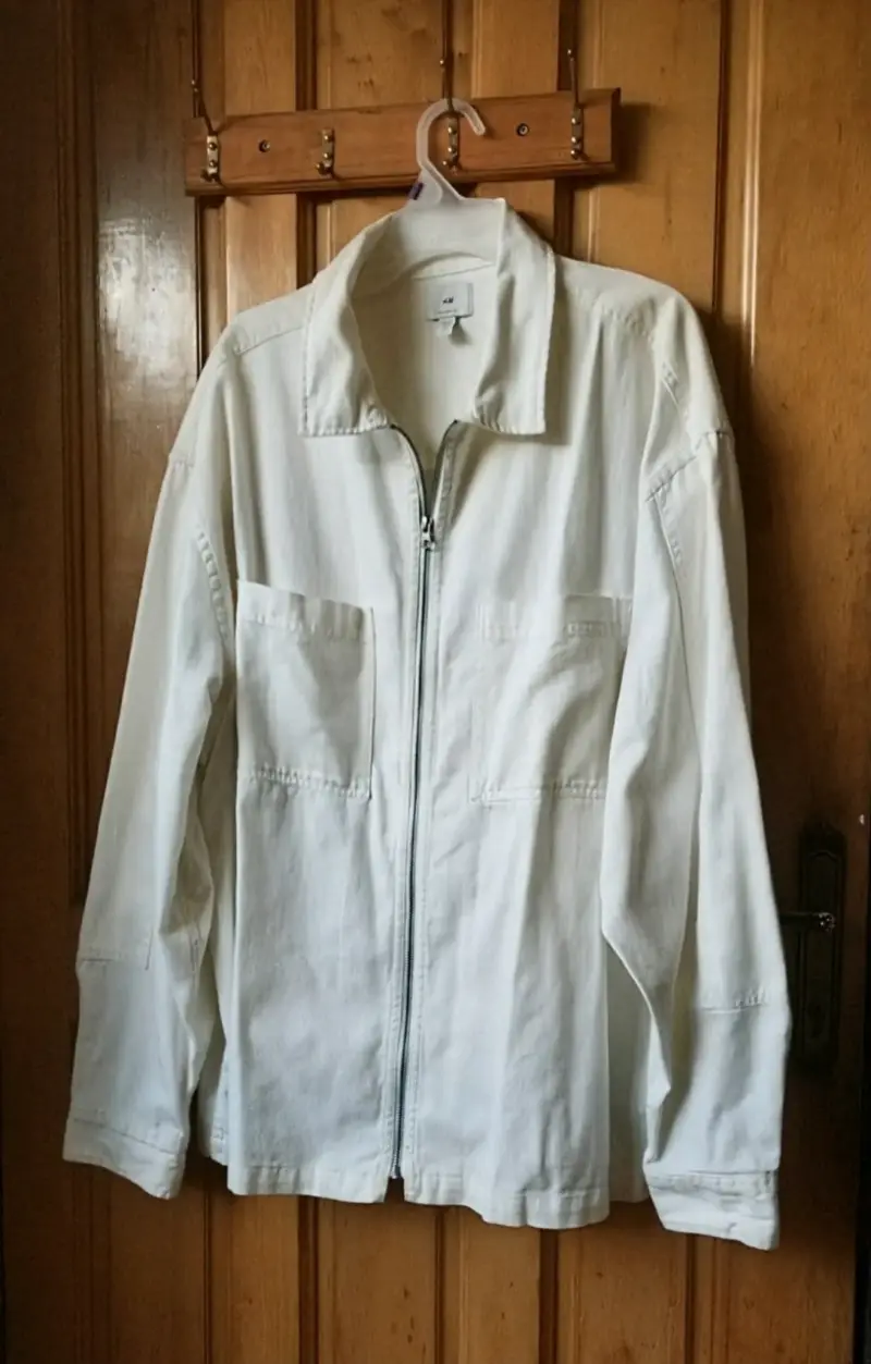 Chaqueta blanca de algodón con cierre - 1