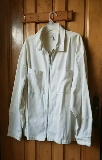 Chaqueta blanca de algodón con cierre - miniatura 1