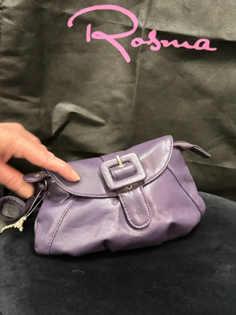 Cartera de cuero morada Rosma con hebilla - 1
