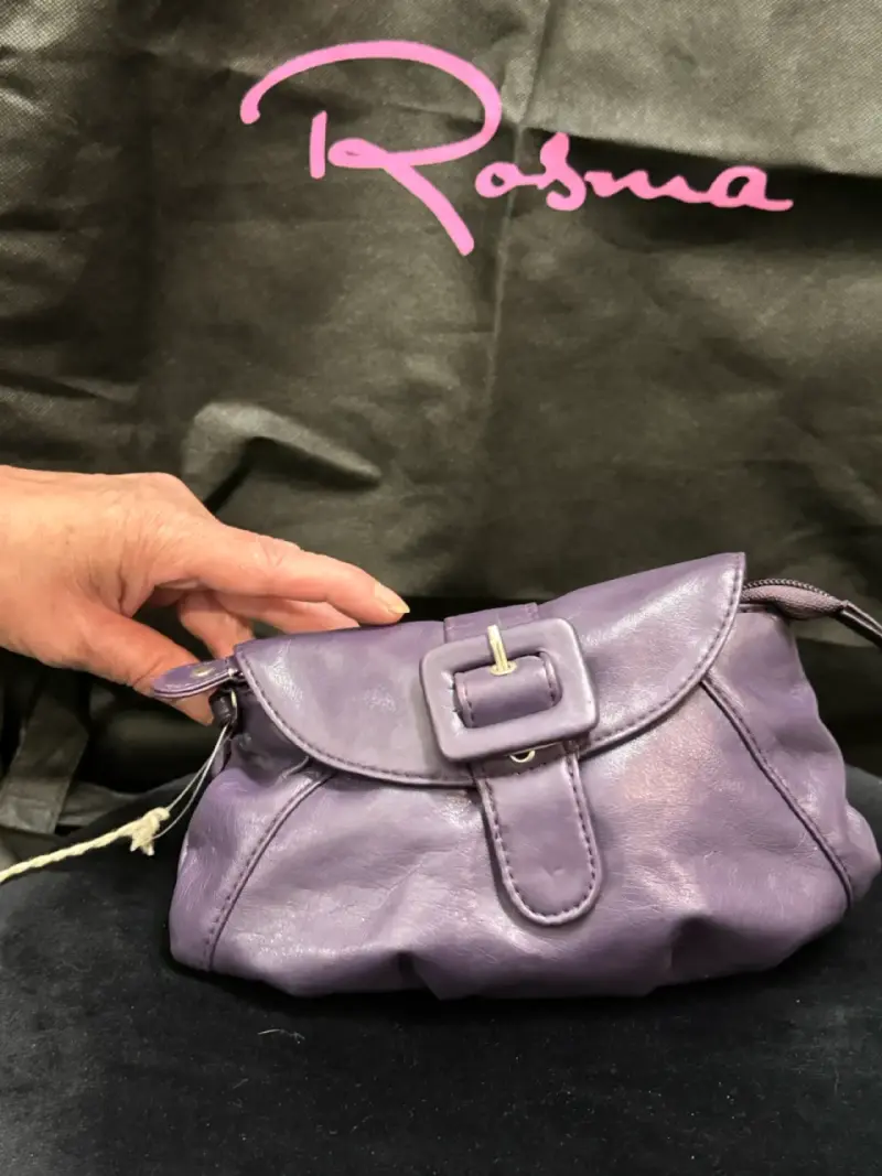 Cartera de cuero morada Rosma con hebilla - 2