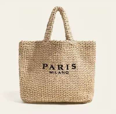 Bolso de paja estilo shopper Paris Milano - miniatura 1