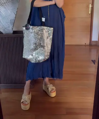 Bolso de lentejuelas plateadas Rosma - miniatura 3
