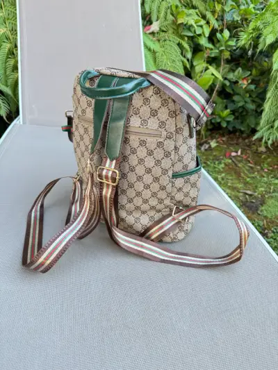 Mochila de lona con diseño monograma - miniatura 1