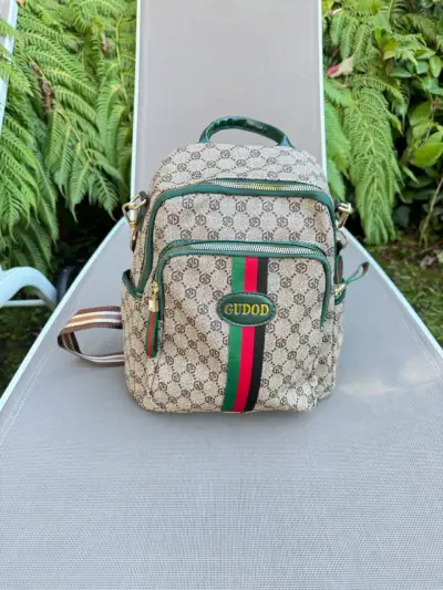 Mochila de lona con diseño monograma - miniatura 3