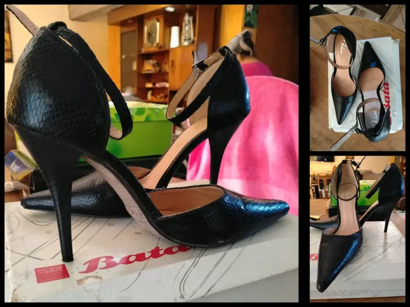 Zapatos de tacón alto negros Bata con textura