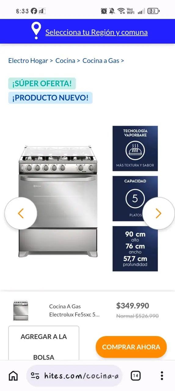 Cocina a gas Mabe con horno y 6 quemadores - 5
