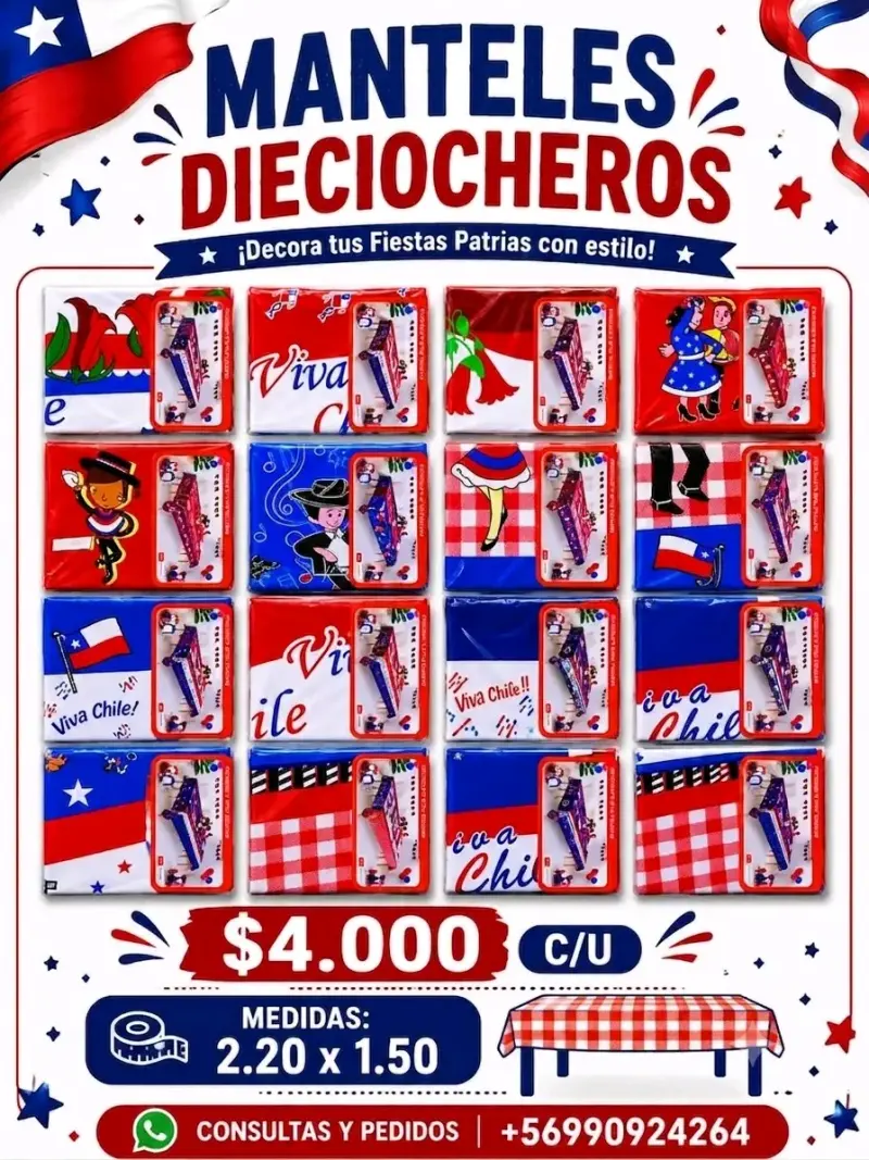 Mantel dieciochero para Fiestas Patrias 2.20x1.50m - 1