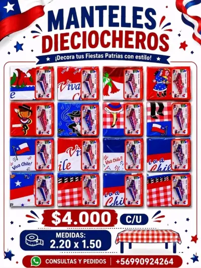 Mantel dieciochero para Fiestas Patrias 2.20x1.50m - miniatura 1