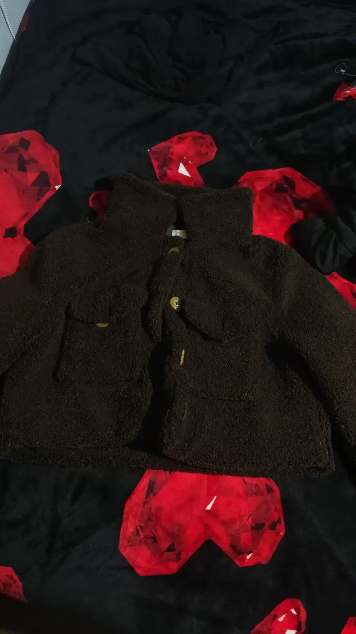 Chaqueta de lana marrón con botones talla estandar - 1