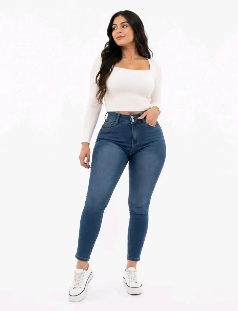 Jeans Skinny Mujer Talla 40 Azul y Negro - 3