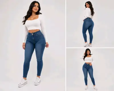 Jeans Skinny Mujer Talla 40 Azul y Negro - miniatura 4