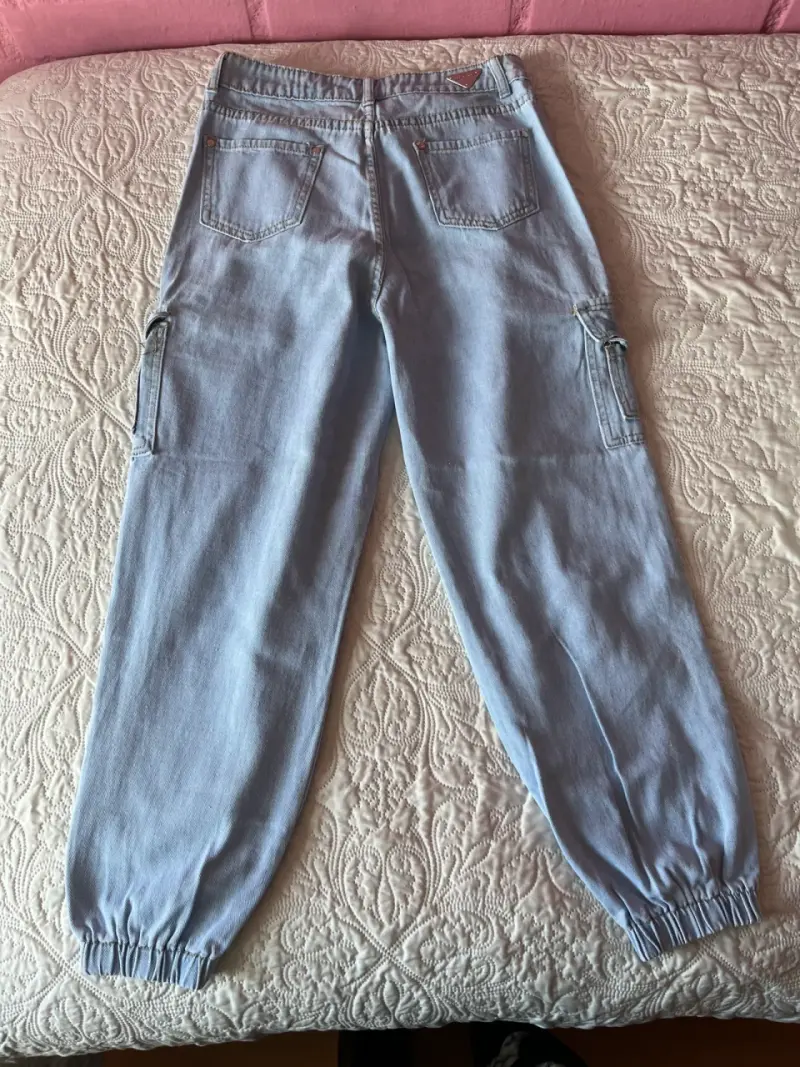 Pantalones cargo de mezclilla azul claro - 4
