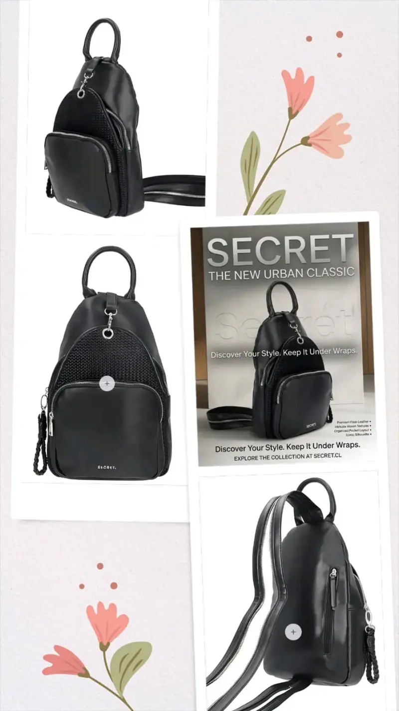 Mochila negra Secret de cuero sintético - 2