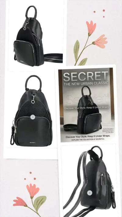 Mochila negra Secret de cuero sintético - miniatura 2