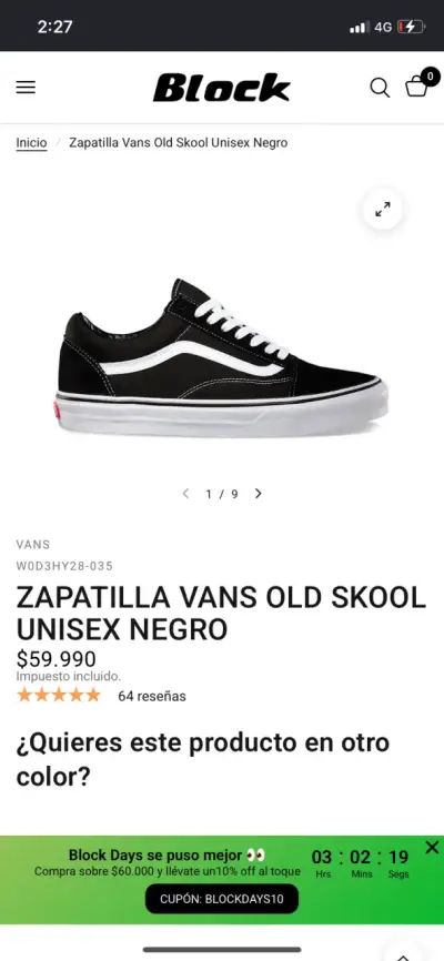 Zapatillas Vans Old Skool Unisex Negras - miniatura 4