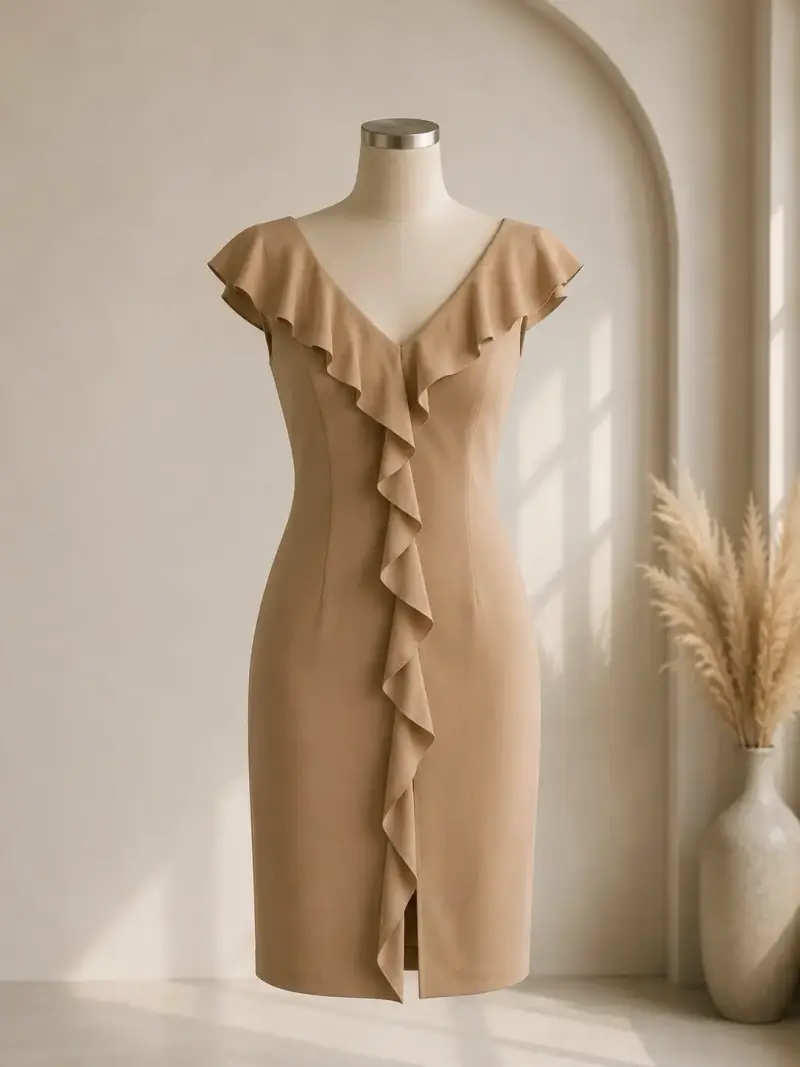Vestido beige con volantes Liolà talla 36 - 1