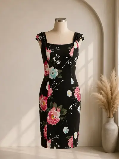 Vestido floral negro Guess para mujer - miniatura 1