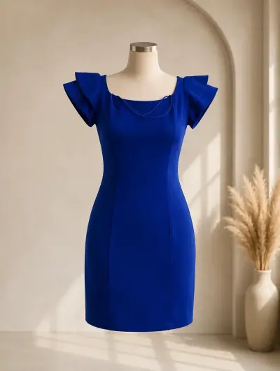 Vestido azul Guess con hombros descubiertos - miniatura 1
