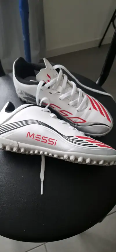 Zapatillas de fútbol Adidas Messi F50 blancas - miniatura 2