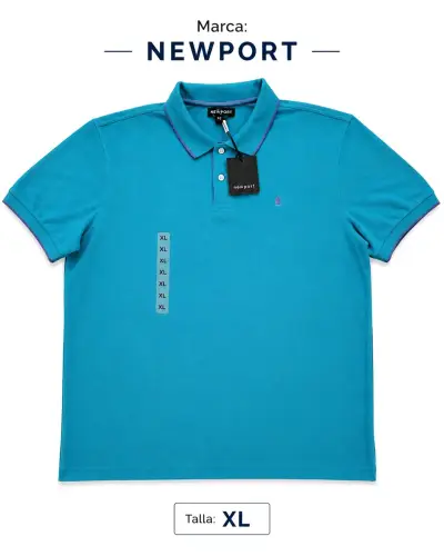 Polera Piqué Hombre Newport Azul Talla XL - miniatura 1