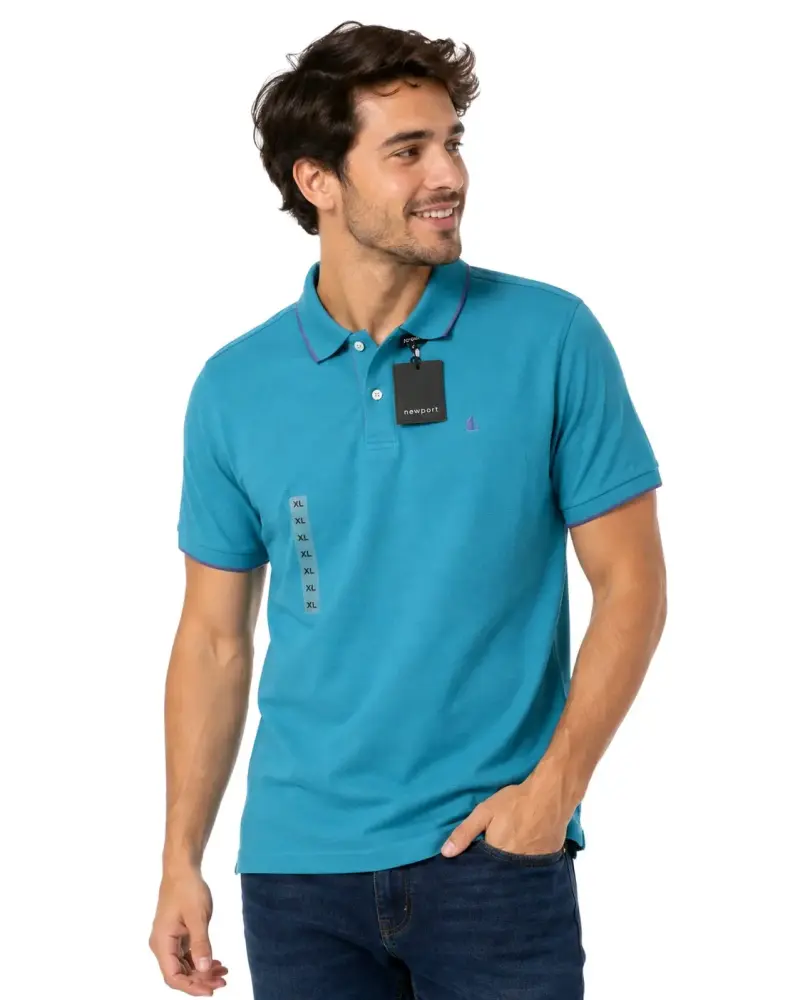 Polera Piqué Hombre Newport Azul Talla XL - 2