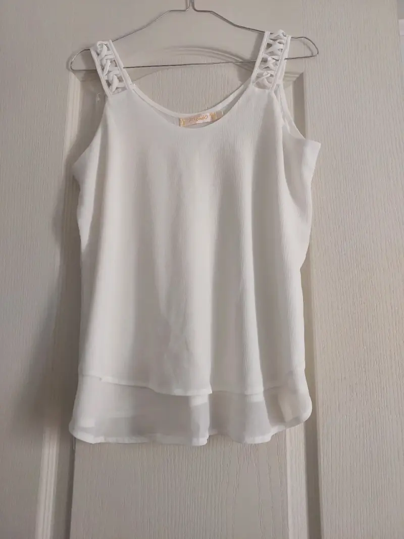 Blusa blanca sin mangas talla m - 1
