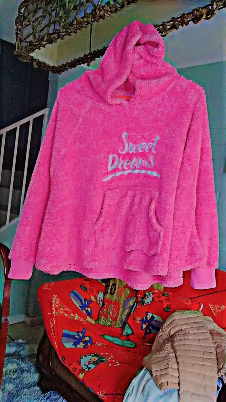 Polerón de felpa rosa con capucha 'Sweet Dreams' - 1