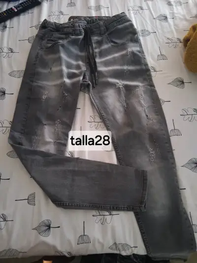 Jeans grises desgastados talla 28 - miniatura 1