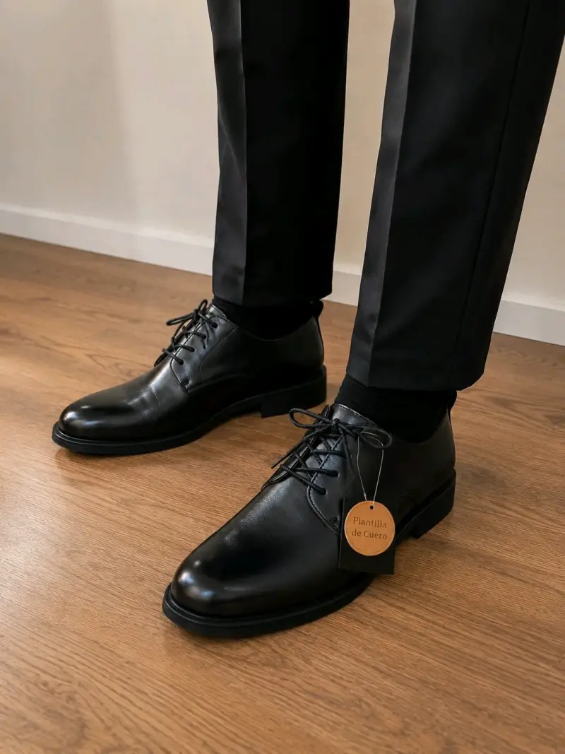 Zapatos de vestir negros con plantilla de cuero - 3