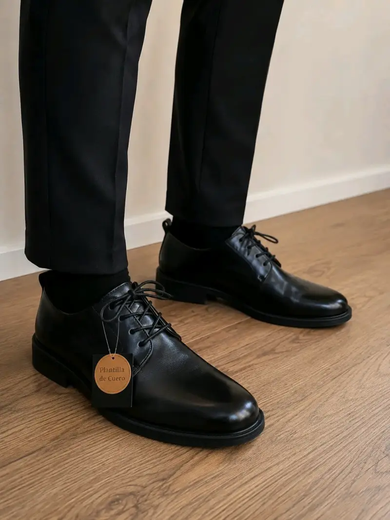 Zapatos de vestir negros con plantilla de cuero - 4