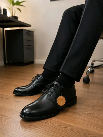 Zapatos de vestir negros con plantilla de cuero - miniatura 5