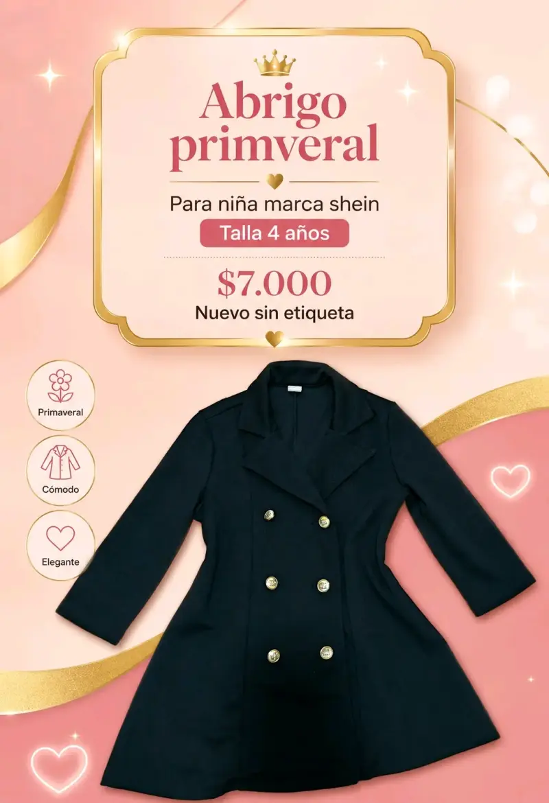 Abrigo primaveral para niña Shein talla 4 años