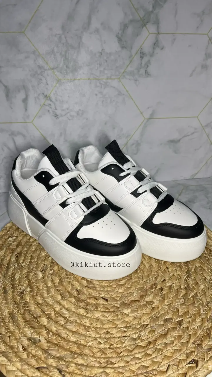 Zapatillas deportivas blancas y negras unisex - 2