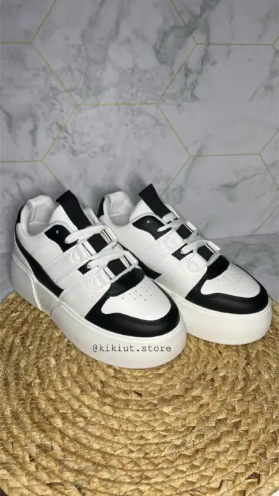 Zapatillas deportivas blancas y negras unisex - miniatura 2