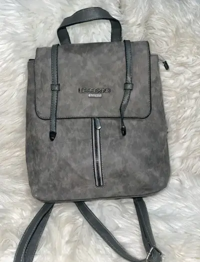Mochila de cuero gris Liebeskind Berlin - miniatura 1